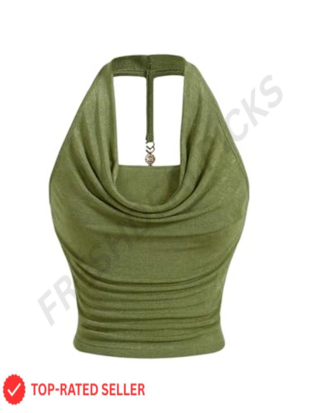 Cowl Neck Halter Crop Top Backless Ruched Sleeveless Going Out Y2K